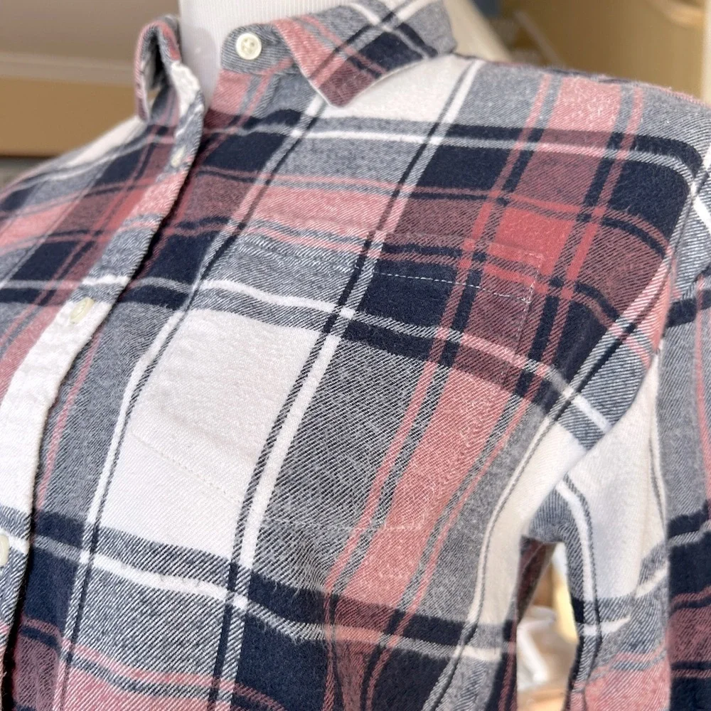 GAP Youth Size XL 12 Pink Plaid Flannel Shirt Ultra Soft Cotton Tencel